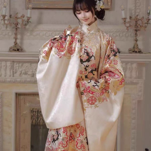 大明贵女织金明制汉服重工立领妆花对襟四季立领长袄2025年冬新款