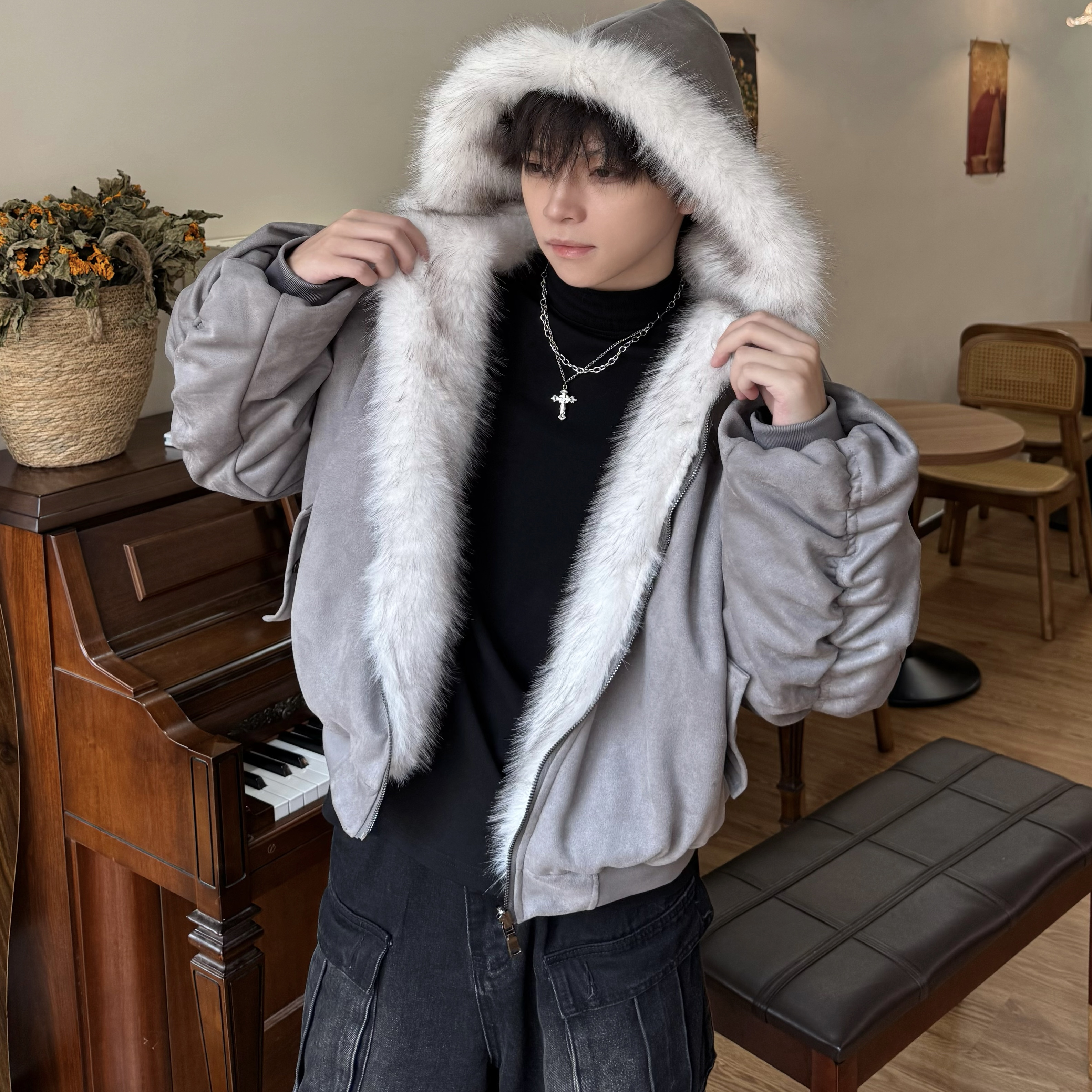 行星世界冬季新款麂皮绒双面穿