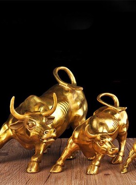 招财铜牛华尔街办公桌工艺