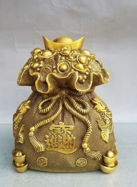 存钱袋福袋客厅存钱罐纯铜中式