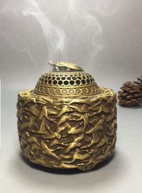 仿古风富贵长寿凤凰铜罐熏香炉