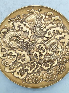 仿古风文玩摆件铜盘子