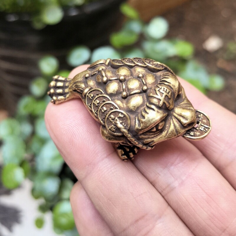 小号全铜金蟾三足蟾蜍小摆件金蝉蜍小镇纸把玩件实心黄铜茶宠文玩