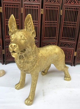纯铜牧羊犬风水镇宅招财摆件