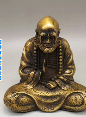 铜达摩佛像摆件沉思禅意祖师