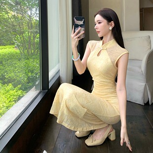 新中式 包臀连衣裙 国风古韵绝美旗袍日常显白气质收腰显瘦性感修身