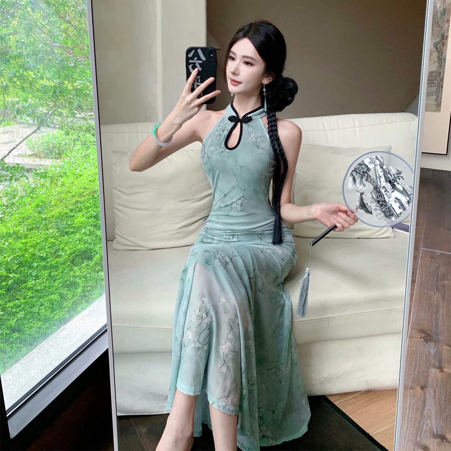 新中式国风连衣裙女2025夏季绝美温柔改良旗袍裙气质修身鱼尾长裙