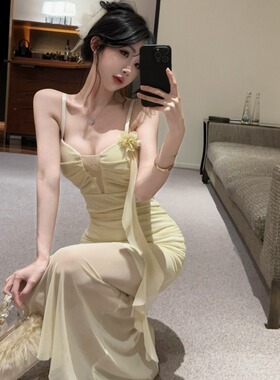 KTV夜场上班性感低胸网纱透视包臀长裙spa按摩女技师工作服连衣裙