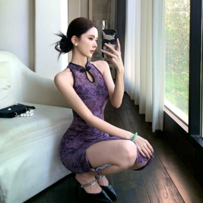 复古约会中长款开叉旗袍显白显瘦