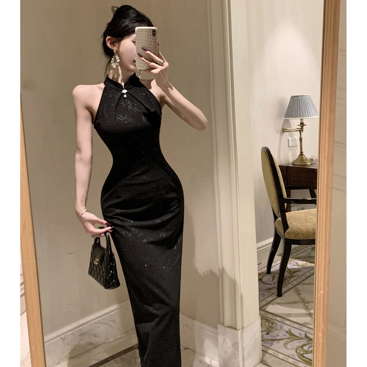 高级感新中式复古宴会长款旗袍礼服连衣裙女气质修身显瘦包臀裙子