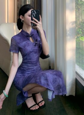 复古表演年轻款开叉旗袍显瘦显白