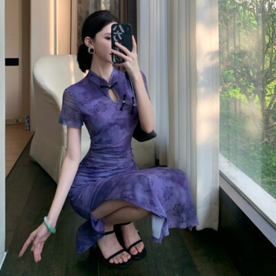 复古表演年轻款开叉旗袍显瘦显白
