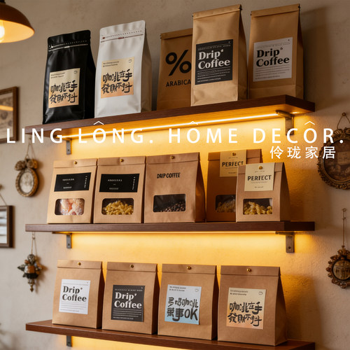 样板房展厅咖啡店咖啡豆纸袋摆件