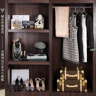 样板房衣帽间女主人房衣柜礼服外套包收纳合饰品摆件软装现代奢华