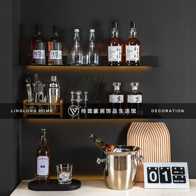 轻奢样板房酒柜软装饰品摆件仿真红酒假洋酒冰桶道具展厅全屋定制