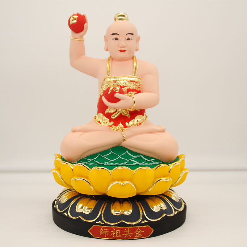 新品香樟木工艺金英祖师神像手工雕刻金银祖师家用供奉佛像摆件