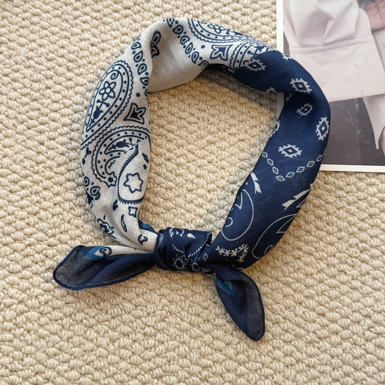 日系印花薄棉小方巾领巾系腰方巾