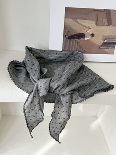 墨香系 文艺学姐风春夏三角纯色棉头巾护颈小领巾丝巾百搭韩版