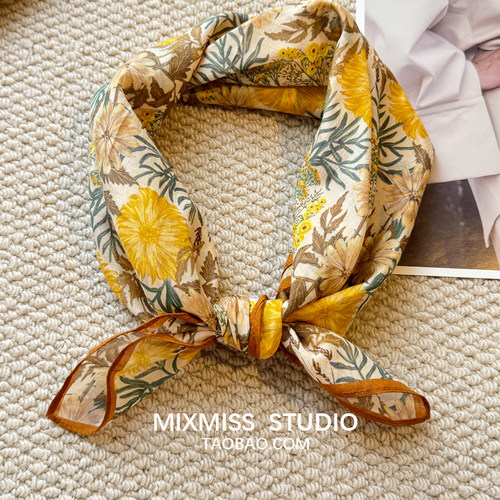 ootd通勤真丝棉方巾薄款领巾颈巾