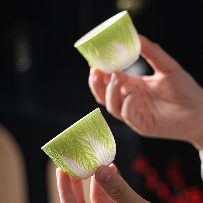 德化手工白菜茶杯套装