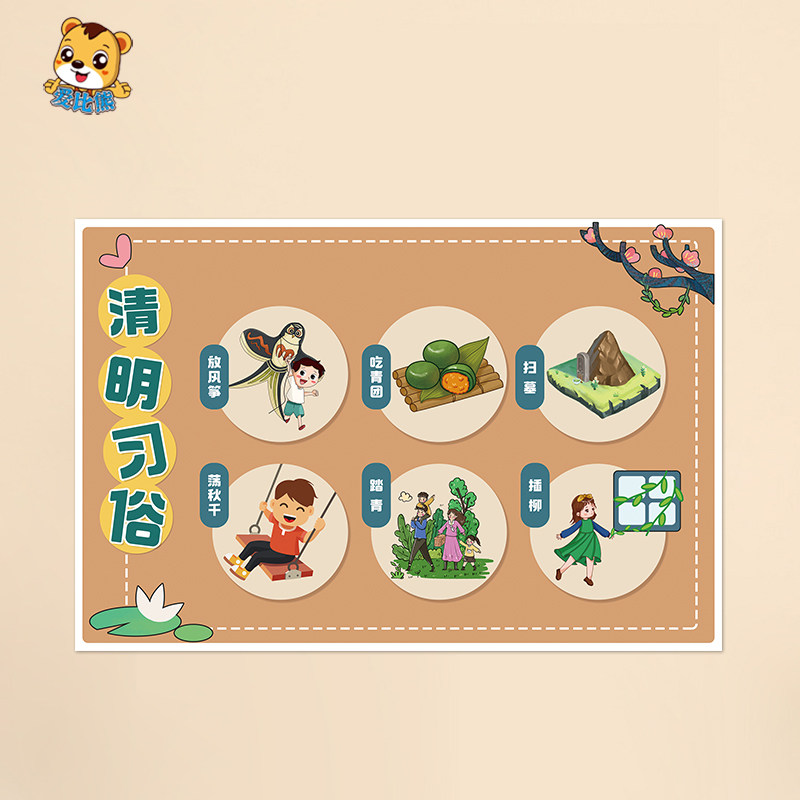 幼儿园传统节日主题墙环创布置装饰清明节的由来习俗美食青团制作