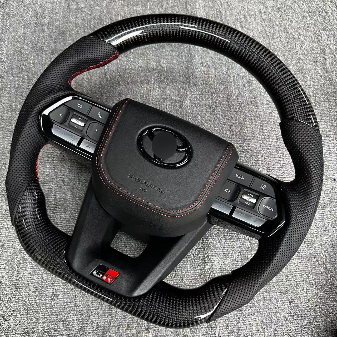 适用于丰田LC300碳纤维方向盘Alphar vellfire Previa老装新桃木