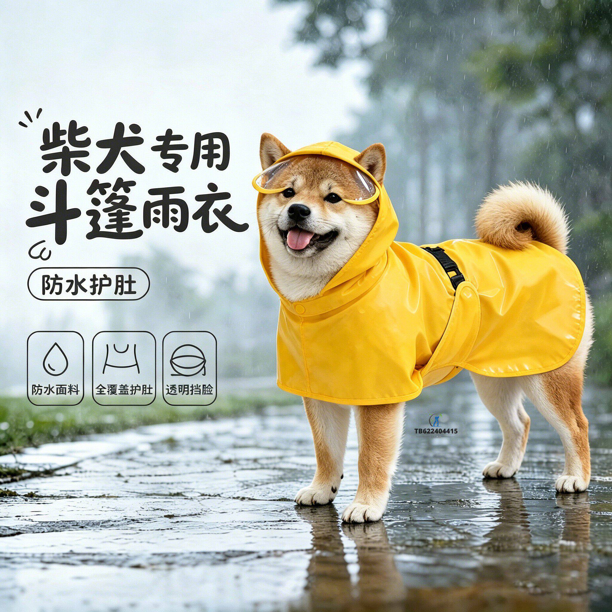 柴犬专用狗狗雨衣斗篷四脚小狗雨披中型犬狗包肚防水斗篷护肚神器