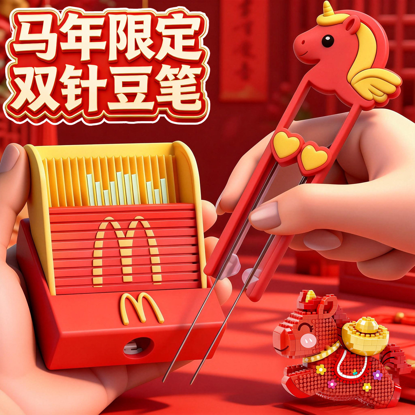 马年高颜值双针拼豆笔工具包套装专用大熨斗熨烫纸垫板烘培布镊子,玩具/童车/益智/积木/模型,拼豆/拼豆工具,淘宝优惠券,粉丝福利购,淘宝优惠卷