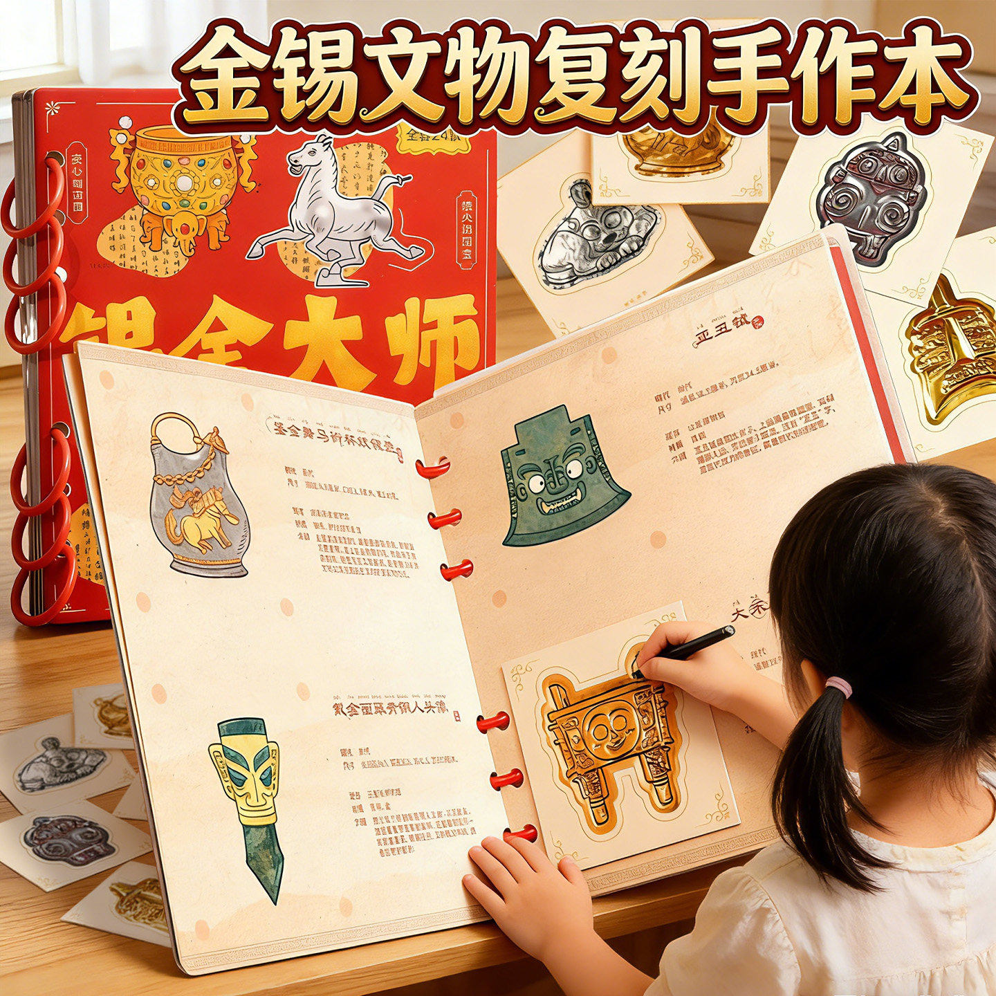 金锡手作非遗锡雕手工diy文物复刻修复师合集本手帐自粘3d立体造景贴纸儿童女孩3到6岁益智男孩子过新年玩具8,文具电教/文化用品/商务用品,贴纸/立体贴纸,淘宝优惠券,粉丝福利购,淘宝优惠卷