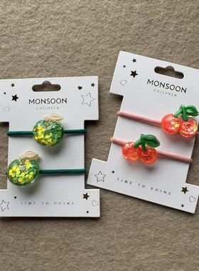Monsoon Children可爱儿童皮筋亮闪闪亚克力苹果樱桃女童扎头绳