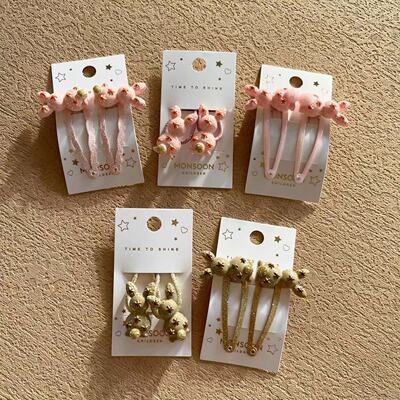 复活节发夹皮筋Monsoon Children儿童皮筋粉色金色小兔子BB夹发圈