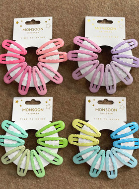 婴儿BB夹英国原单儿童发卡糖果色滴胶花边粉色蓝色镂空掰掰夹发夹