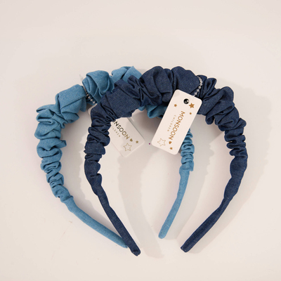 英国大肠发箍Monsoon Children儿童牛仔蓝布艺大肠褶皱英伦风头箍