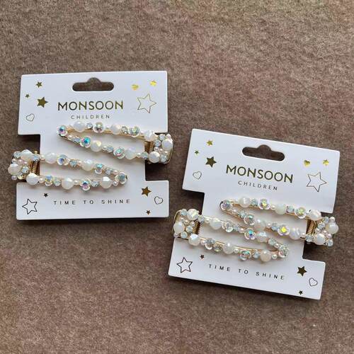 英国MONSOON CHILDREN儿童发夹水钻对夹边夹鸭嘴夹发卡圣诞发饰