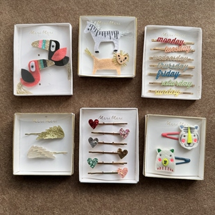 礼盒装儿童发夹美国原单爱心翅膀狮子老虎星期发饰发卡宝宝发饰