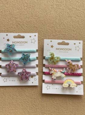 英国Monsoon Children儿童独角兽小星星彩虹扎头绳橡皮筋发绳