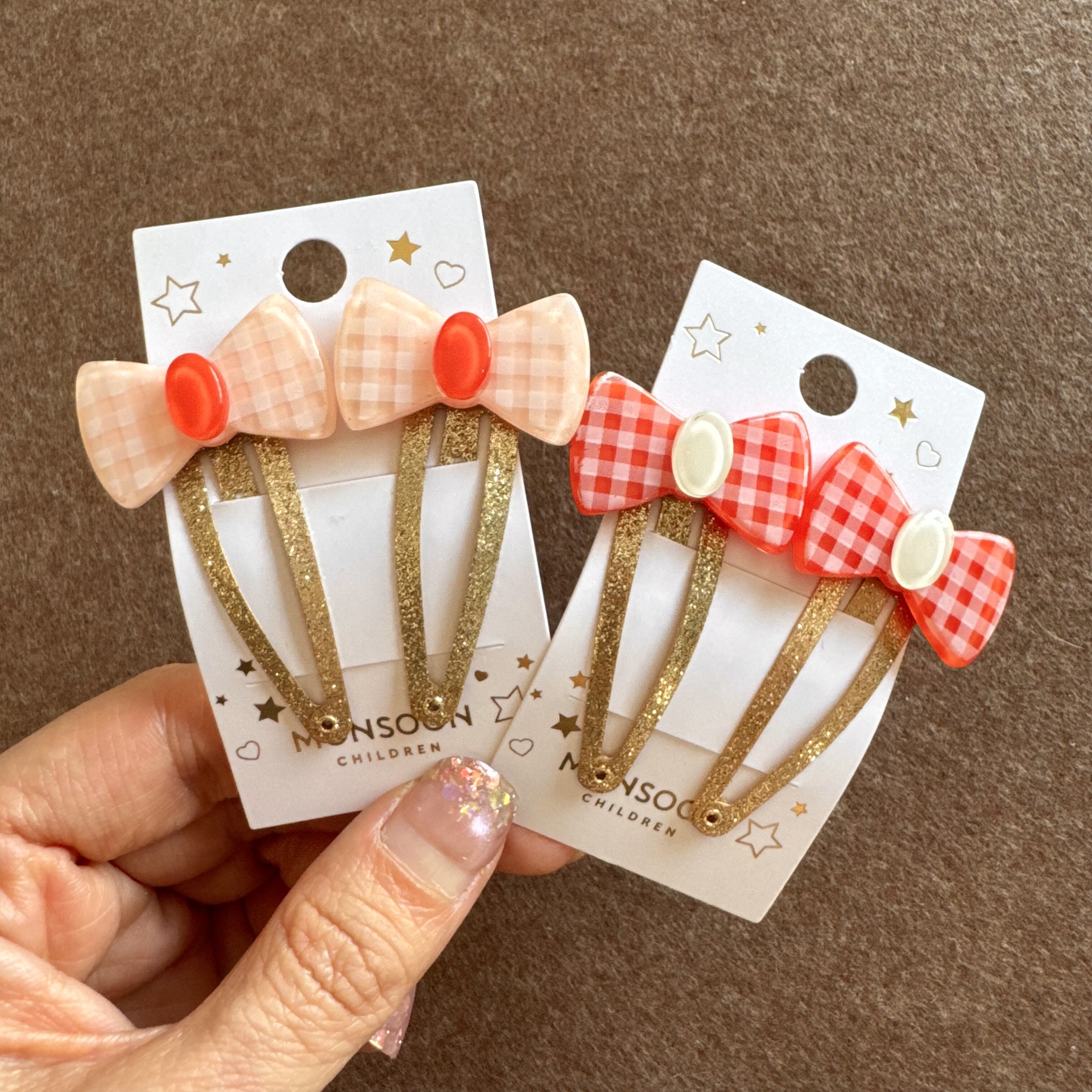 出口英国可爱儿童发夹英伦风红色粉色格子蝴蝶结BB夹水滴夹刘海夹