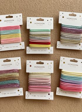 英国Monsoon Children儿童皮筋可爱彩虹色莫兰迪色亮丝扎头绳发绳