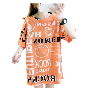 2026新款夏季韩版短袖T恤女百搭大码宽松中长款学生女上衣服ins潮