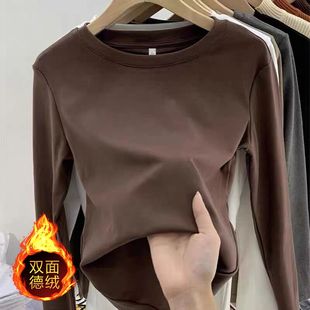 德绒长袖 女秋衣2025秋冬新款 纯色圆领百搭上衣 打底衫 德绒圆领长袖