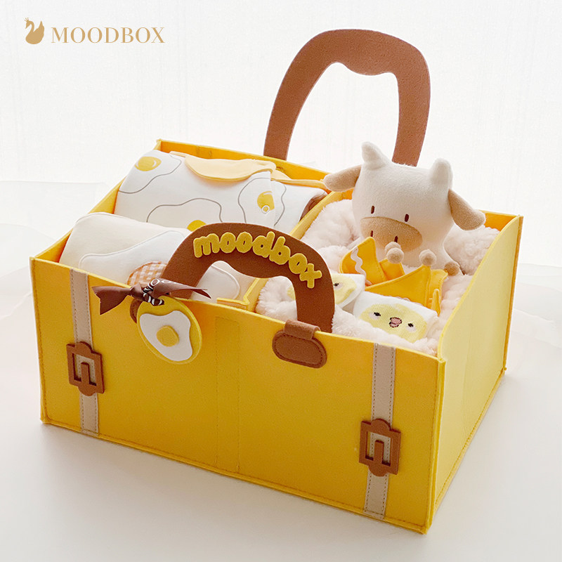 moodbox满月新生儿礼盒婴儿衣服用品宝宝春棉连体衣套装见面礼物