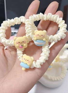奶油小熊发圈网红发绳情侣手链高弹力皮筋送男朋友皮套扎头绳儿童