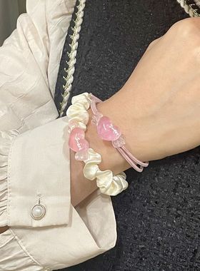 爱心发圈一颗心头绳情侣手链小皮筋送给男朋友皮套可爱发绳发饰女