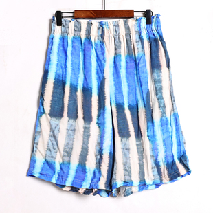 2026年夏季新品女装时尚条纹松紧腰薄款通勤阔腿裤运动家居短裤潮