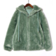 2024年秋冬季 女式 皮毛一体加厚保暖连帽外套中绿色