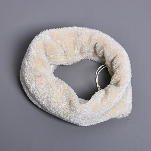 2025年秋冬季新品时尚加厚保暖围脖韩版简约纯色珊瑚绒抽绳脖套潮