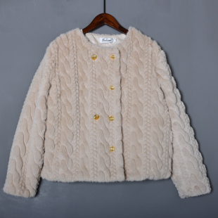 减龄仿水貂毛绒短外套 时尚 2024秋冬新品 双排扣皮草名媛小香风韩版