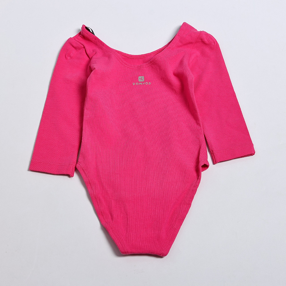 春秋季时尚女童连体长袖T恤打底衫中大童舞蹈服简约纯色上衣潮