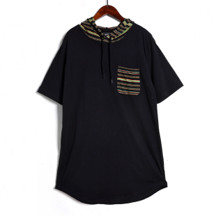 体恤韩版 2026年夏季 连帽宽松显瘦短袖 拼接情侣款 洋气上衣潮 时尚