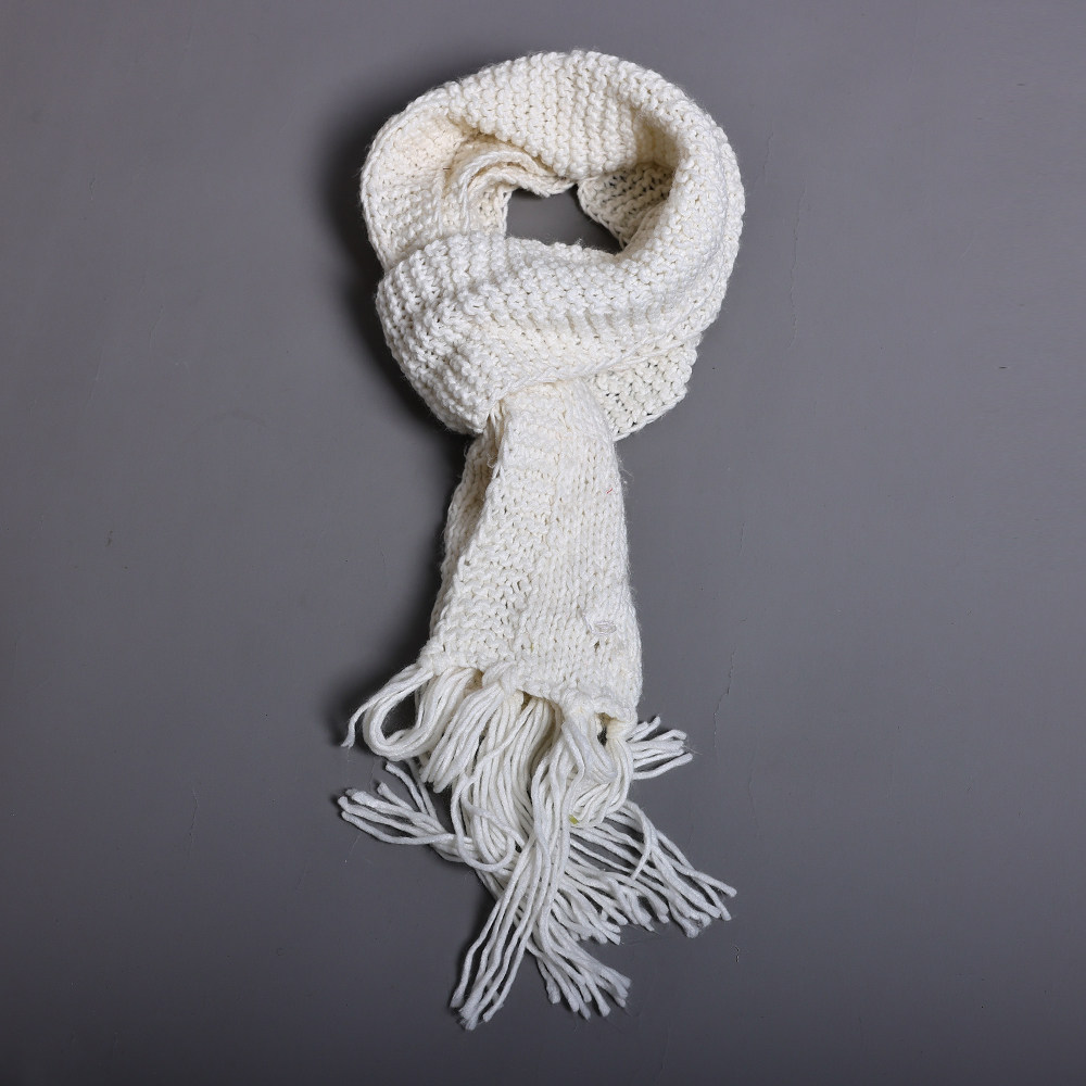 秋冬女士长方形流苏围巾韩版舒适纯色毛线针织围巾男女加厚保暖潮